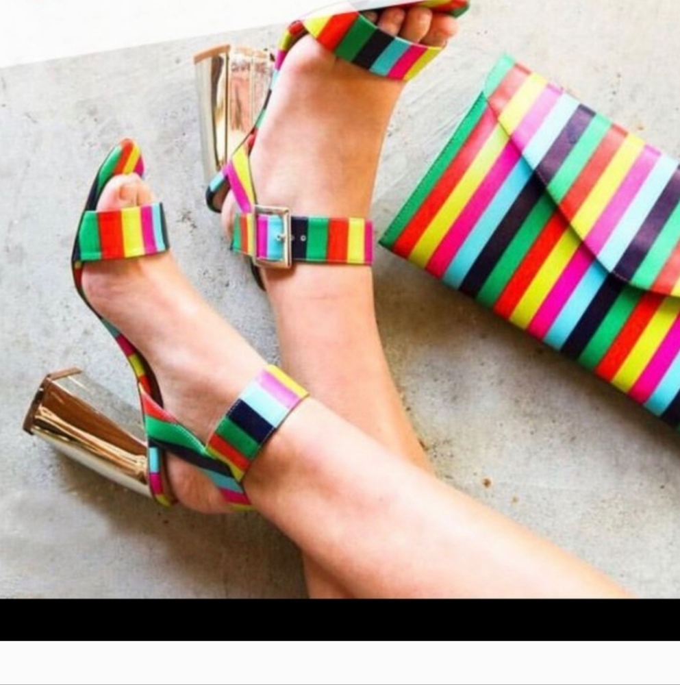 Dee Keller Laura Lauren Rainbow Sandal Heel, Sz 8 - Picture 2 of 7